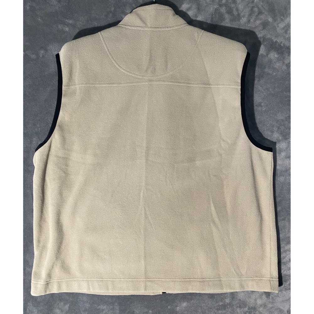 Saddlebred Mens Fleece Vest Full Zip Beige Putty Gray XL Warm Layering Jacket - Picture 2 of 6